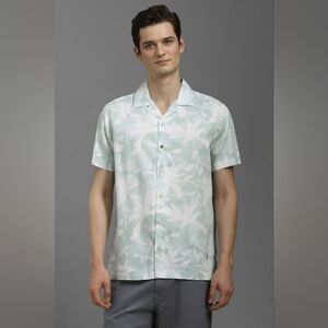 Louis Philippe Green and White Casual Button Down Shirt 44 slim